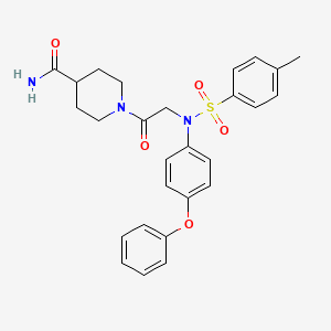 molecular formula C27H29N3O5S B4203368 1-[N-[(4-methylphenyl)sulfonyl]-N-(4-phenoxyphenyl)glycyl]-4-piperidinecarboxamide 