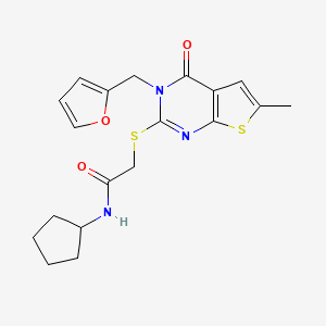 N-cyclopentyl-2-({3-[(furan-2-yl)methyl]-6-methyl-4-oxo-3H,4H-thieno[2,3-d]pyrimidin-2-yl}sulfanyl)acetamide