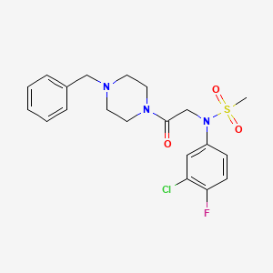 molecular formula C20H23ClFN3O3S B4203418 N-[2-(4-benzyl-1-piperazinyl)-2-oxoethyl]-N-(3-chloro-4-fluorophenyl)methanesulfonamide 