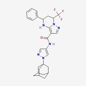 molecular formula C27H29F3N6O B4203483 5-phenyl-N-[1-(tricyclo[3.3.1.1~3,7~]dec-1-yl)-1H-pyrazol-4-yl]-7-(trifluoromethyl)-4,5,6,7-tetrahydropyrazolo[1,5-a]pyrimidine-3-carboxamide 