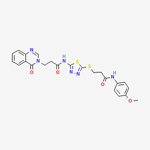 molecular formula C23H22N6O4S2 B4203533 N-[5-({3-[(4-methoxyphenyl)amino]-3-oxopropyl}sulfanyl)-1,3,4-thiadiazol-2-yl]-3-(4-oxoquinazolin-3(4H)-yl)propanamide 