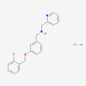 1-[3-[(2-fluorophenyl)methoxy]phenyl]-N-(pyridin-2-ylmethyl)methanamine;hydrochloride