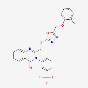 molecular formula C26H19F3N4O3S B4203627 2-[({5-[(2-methylphenoxy)methyl]-1,3,4-oxadiazol-2-yl}thio)methyl]-3-[3-(trifluoromethyl)phenyl]-4(3H)-quinazolinone 