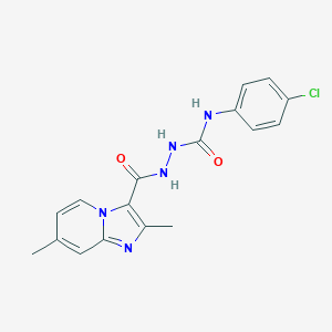 molecular formula C17H16ClN5O2 B420379 N-(4-chlorophenyl)-2-[(2,7-dimethylimidazo[1,2-a]pyridin-3-yl)carbonyl]hydrazinecarboxamide 