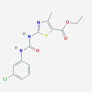 molecular formula C14H14ClN3O3S B420380 Ethyl 2-(3-(3-chlorophenyl)ureido)-4-methylthiazole-5-carboxylate CAS No. 380459-53-0