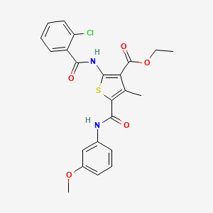 molecular formula C23H21ClN2O5S B4203935 ethyl 2-[(2-chlorobenzoyl)amino]-5-{[(3-methoxyphenyl)amino]carbonyl}-4-methyl-3-thiophenecarboxylate 