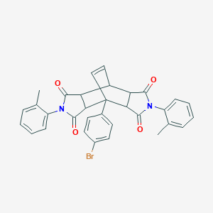 molecular formula C32H25BrN2O4 B420400 1-(4-Bromophenyl)-4,10-bis(2-methylphenyl)-4,10-diazatetracyclo[5.5.2.0~2,6~.0~8,12~]tetradec-13-ene-3,5,9,11-tetrone 