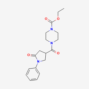 molecular formula C18H23N3O4 B4204132 Ethyl 4-(5-oxo-1-phenylpyrrolidine-3-carbonyl)piperazine-1-carboxylate 