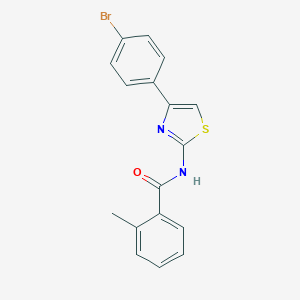 molecular formula C17H13BrN2OS B420416 N-[4-(4-Bromophenyl)-1,3-thiazol-2-yl]-2-methylbenzamide 