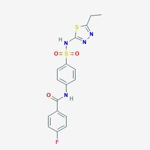 molecular formula C17H15FN4O3S2 B420429 N-(4-{[(5-ethyl-1,3,4-thiadiazol-2-yl)amino]sulfonyl}phenyl)-4-fluorobenzamide CAS No. 299952-42-4