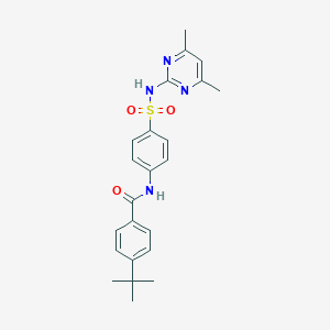 molecular formula C23H26N4O3S B420435 4-tert-Butyl-N-[4-(4,6-dimethyl-pyrimidin-2-ylsulfamoyl)-phenyl]-benzamide 