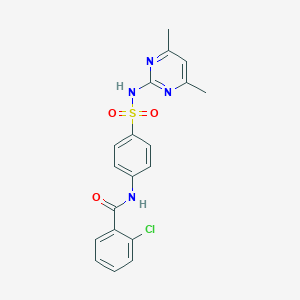 molecular formula C19H17ClN4O3S B420443 2-chloro-N-(4-{[(4,6-dimethyl-2-pyrimidinyl)amino]sulfonyl}phenyl)benzamide CAS No. 261704-13-6