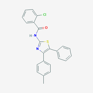 molecular formula C23H17ClN2OS B420456 2-chloro-N-[4-(4-methylphenyl)-5-phenyl-1,3-thiazol-2-yl]benzamide CAS No. 330675-61-1