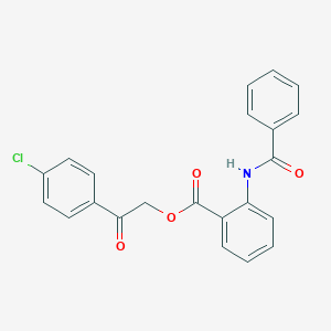 molecular formula C22H16ClNO4 B420462 2-(4-Chlorophenyl)-2-oxoethyl 2-(benzoylamino)benzoate 