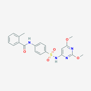 molecular formula C20H20N4O5S B420469 N-(4-{[(2,6-dimethoxy-4-pyrimidinyl)amino]sulfonyl}phenyl)-2-methylbenzamide 