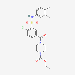 molecular formula C22H26ClN3O5S B4204711 ethyl 4-(4-chloro-3-{[(3,4-dimethylphenyl)amino]sulfonyl}benzoyl)-1-piperazinecarboxylate 