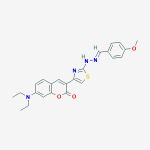 molecular formula C24H24N4O3S B420472 4-methoxybenzaldehyde {4-[7-(diethylamino)-2-oxo-2H-chromen-3-yl]-1,3-thiazol-2-yl}hydrazone 