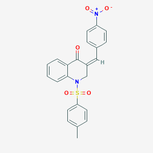 molecular formula C23H18N2O5S B420476 (3Z)-1-(4-methylphenyl)sulfonyl-3-[(4-nitrophenyl)methylidene]-2H-quinolin-4-one 