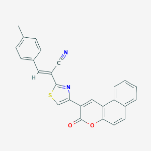 molecular formula C26H16N2O2S B420492 3-(4-methylphenyl)-2-[4-(3-oxo-3H-benzo[f]chromen-2-yl)-1,3-thiazol-2-yl]acrylonitrile 