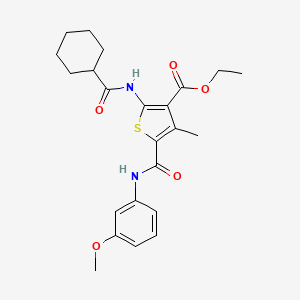 molecular formula C23H28N2O5S B4204927 ethyl 2-[(cyclohexylcarbonyl)amino]-5-{[(3-methoxyphenyl)amino]carbonyl}-4-methyl-3-thiophenecarboxylate 