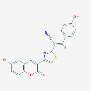 molecular formula C22H13BrN2O3S B420493 2-[4-(6-bromo-2-oxo-2H-chromen-3-yl)-1,3-thiazol-2-yl]-3-(4-methoxyphenyl)acrylonitrile 