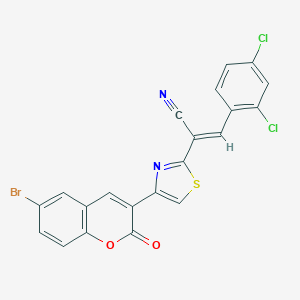 molecular formula C21H9BrCl2N2O2S B420494 2-[4-(6-bromo-2-oxo-2H-chromen-3-yl)-1,3-thiazol-2-yl]-3-(2,4-dichlorophenyl)acrylonitrile 