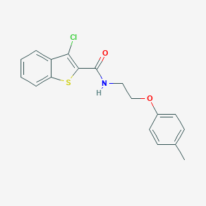 molecular formula C18H16ClNO2S B420496 3-chloro-N-[2-(4-methylphenoxy)ethyl]-1-benzothiophene-2-carboxamide 