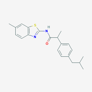 molecular formula C21H24N2OS B420499 2-(4-isobutylphenyl)-N-(6-methyl-1,3-benzothiazol-2-yl)propanamide 