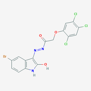 molecular formula C16H9BrCl3N3O3 B420500 N'-(5-bromo-2-oxo-1,2-dihydro-3H-indol-3-ylidene)-2-(2,4,5-trichlorophenoxy)acetohydrazide 