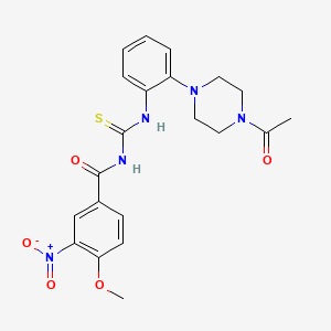 N-({[2-(4-acetyl-1-piperazinyl)phenyl]amino}carbonothioyl)-4-methoxy-3-nitrobenzamide