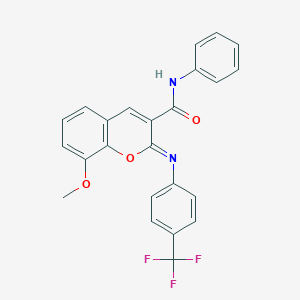 molecular formula C24H17F3N2O3 B420504 8-methoxy-N-phenyl-2-{[4-(trifluoromethyl)phenyl]imino}-2H-chromene-3-carboxamide 