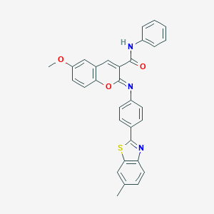 molecular formula C31H23N3O3S B420505 (2Z)-6-methoxy-2-{[4-(6-methyl-1,3-benzothiazol-2-yl)phenyl]imino}-N-phenyl-2H-chromene-3-carboxamide CAS No. 313975-99-4