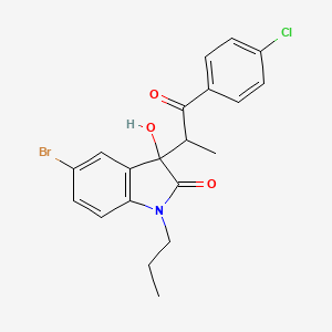 5-bromo-3-[1-(4-chlorophenyl)-1-oxopropan-2-yl]-3-hydroxy-1-propyl-1,3-dihydro-2H-indol-2-one