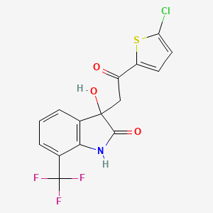 3-[2-(5-chloro-2-thienyl)-2-oxoethyl]-3-hydroxy-7-(trifluoromethyl)-1,3-dihydro-2H-indol-2-one