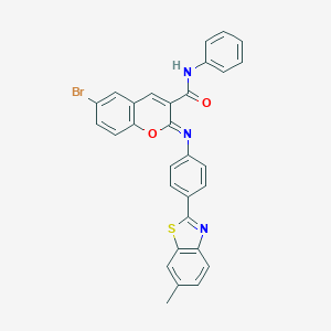 molecular formula C30H20BrN3O2S B420510 6-bromo-2-{[4-(6-methyl-1,3-benzothiazol-2-yl)phenyl]imino}-N-phenyl-2H-chromene-3-carboxamide 