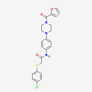 2-[(4-chlorophenyl)thio]-N-{4-[4-(2-furoyl)-1-piperazinyl]phenyl}acetamide