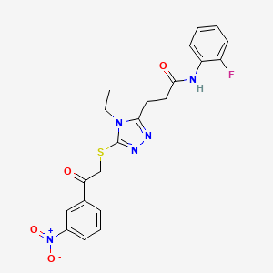 3-(4-ethyl-5-{[2-(3-nitrophenyl)-2-oxoethyl]sulfanyl}-4H-1,2,4-triazol-3-yl)-N-(2-fluorophenyl)propanamide