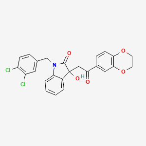 1-[(3,4-DICHLOROPHENYL)METHYL]-3-[2-(2,3-DIHYDRO-1,4-BENZODIOXIN-6-YL)-2-OXOETHYL]-3-HYDROXY-2,3-DIHYDRO-1H-INDOL-2-ONE