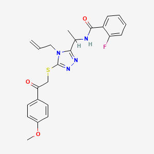 2-fluoro-N-[1-[5-[2-(4-methoxyphenyl)-2-oxoethyl]sulfanyl-4-prop-2-enyl-1,2,4-triazol-3-yl]ethyl]benzamide