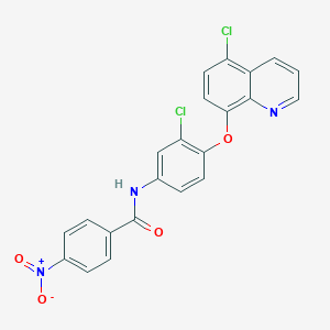 molecular formula C22H13Cl2N3O4 B420536 N-[3-Chloro-4-(5-chloro-quinolin-8-yloxy)-phenyl]-4-nitro-benzamide CAS No. 312742-68-0