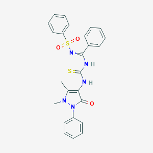 molecular formula C25H23N5O3S2 B420541 1-[N-(benzenesulfonyl)-C-phenylcarbonimidoyl]-3-(1,5-dimethyl-3-oxo-2-phenylpyrazol-4-yl)thiourea 