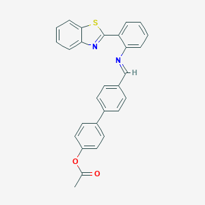 molecular formula C28H20N2O2S B420546 4'-({[2-(1,3-Benzothiazol-2-yl)phenyl]imino}methyl)[1,1'-biphenyl]-4-yl acetate 