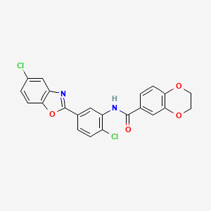 N-[2-chloro-5-(5-chloro-1,3-benzoxazol-2-yl)phenyl]-2,3-dihydro-1,4-benzodioxine-6-carboxamide