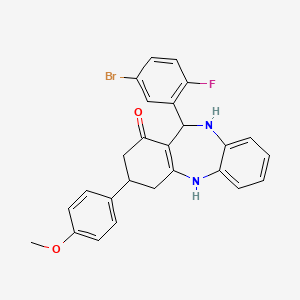 11-(5-bromo-2-fluorophenyl)-3-(4-methoxyphenyl)-2,3,4,5,10,11-hexahydro-1H-dibenzo[b,e][1,4]diazepin-1-one