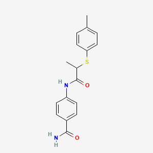 4-[2-(4-methylphenyl)sulfanylpropanoylamino]benzamide