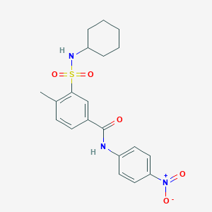 molecular formula C20H23N3O5S B420571 3-[(cyclohexylamino)sulfonyl]-4-methyl-N-(4-nitrophenyl)benzamide 