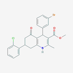 molecular formula C24H21BrClNO3 B4205724 Methyl 4-(3-bromophenyl)-7-(2-chlorophenyl)-2-methyl-5-oxo-1,4,5,6,7,8-hexahydroquinoline-3-carboxylate 