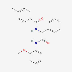 molecular formula C23H22N2O3 B4205733 N~1~-[2-(2-Methoxyanilino)-2-oxo-1-phenylethyl]-4-methylbenzamide 