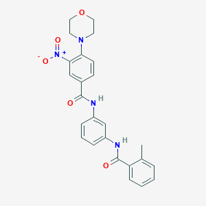 molecular formula C25H24N4O5 B4205778 N-{3-[(2-methylbenzoyl)amino]phenyl}-4-(4-morpholinyl)-3-nitrobenzamide 