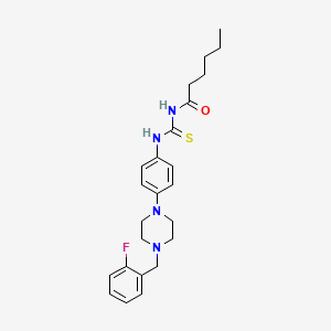 molecular formula C24H31FN4OS B4205786 N-[({4-[4-(2-fluorobenzyl)-1-piperazinyl]phenyl}amino)carbonothioyl]hexanamide 